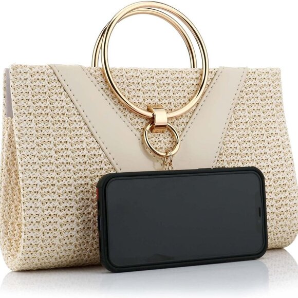 Summer Beach Straw Evening Bag Clutch Purse Handbag Shoulder 3-in-1 - Picture 3 of 6